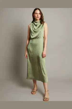 Monsoon Livia Satin Cowl Halter Midi Dress