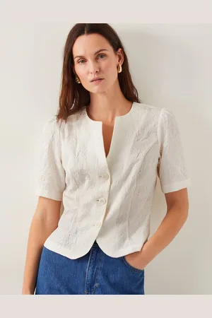 Monsoon Eliza Short Sleeve Jacquard Top