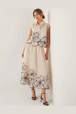 Monsoon Bridget Embroidered Midi Skirt