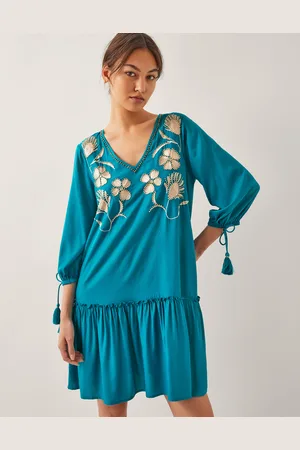 Monsoon Tracy Floral Embellished Mini Kaftan