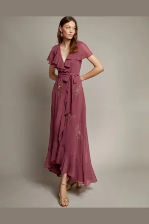 Monsoon Ausha Floral Embellished Maxi Wrap Dress