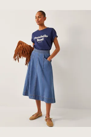 Monsoon Harper Seamed Denim Midi Skirt