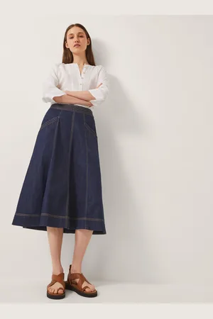 Monsoon Harper Seamed Denim Midi Skirt