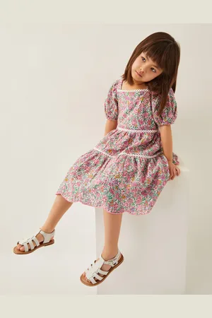 Monsoon Broderie Floral Puff-Sleeve Dress