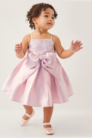 Monsoon Baby Juniper Satin Lace Bow Bridesmaid Dress