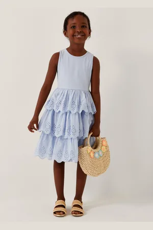 Monsoon Sleeveless Broderie Tiered Dress