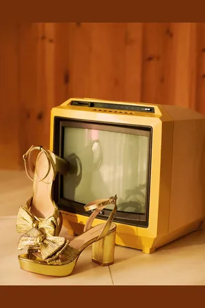 Monsoon Metallic Bow Platform Heels