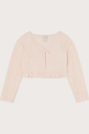 Monsoon Lace Frill Bow Cardigan
