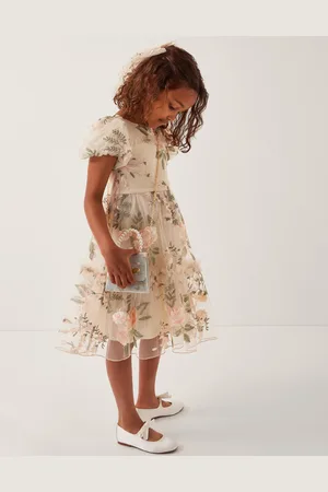 Monsoon Azalea Puff Sleeve Embroidered Dress