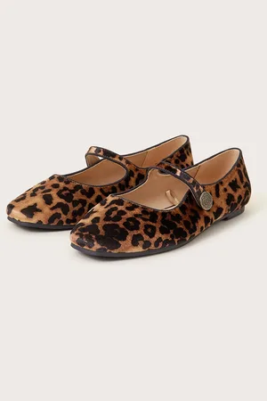 Monsoon Lizzy Leopard Print Mary Jane Flats Multi