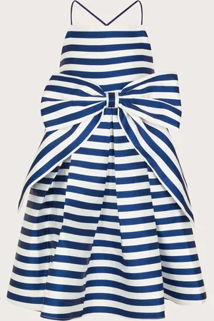 Monsoon Stripe Bow Twill Party Dress