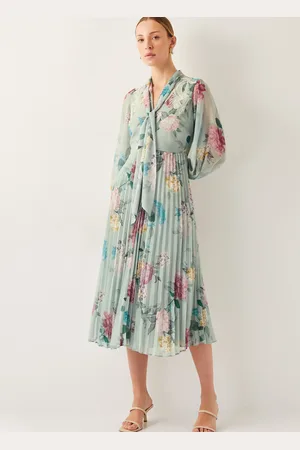 Monsoon Agnes Floral Pleated Midi Dress