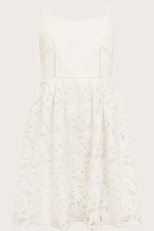 Monsoon Corded Lace Prom Dress Ivory