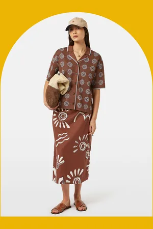 Scotch&Soda Abstract Print Midi Wrap Skirt