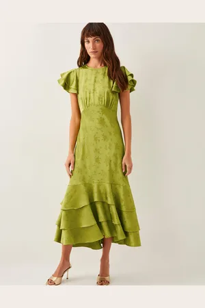 Monsoon Ester Satin Ruffle Midi Dress