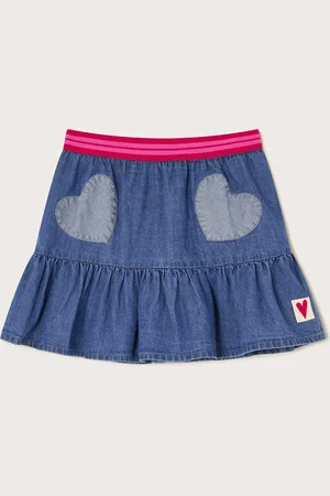Monsoon Heart Ruffle Denim Skirt