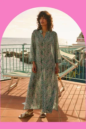 Petite Mendigote Ramara Floral Maxi Shirt Dress