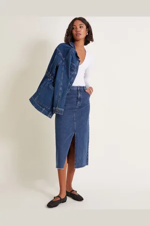 Monsoon Sasha Split Denim Midi Skirt
