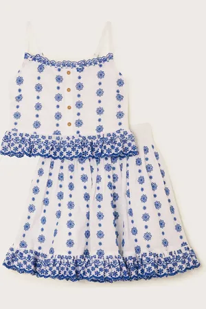 Monsoon Floral Broderie Cami Top and Skirt Set