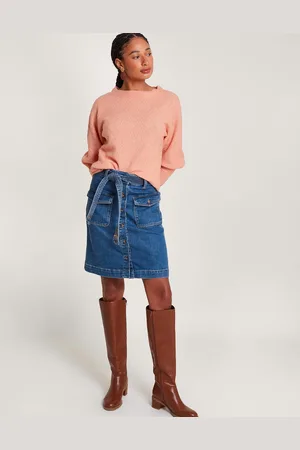 Monsoon Denim Button Through Belted Skirt