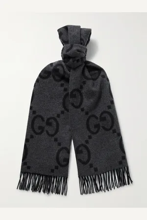 Gucci Fringed Logo-Jacquard Cashmere Scarf - Men