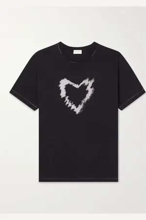 Saint Laurent Distressed Printed Cotton-Jersey T-Shirt - Men - - XXS