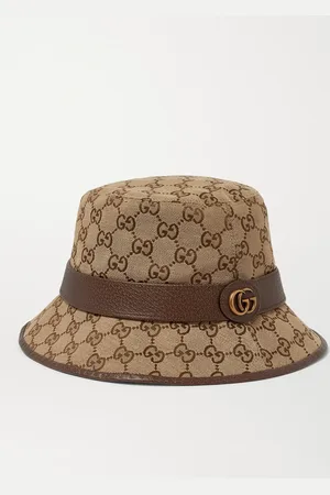 Gucci Leather-Trimmed Monogrammed Canvas Bucket Hat - Men - - S