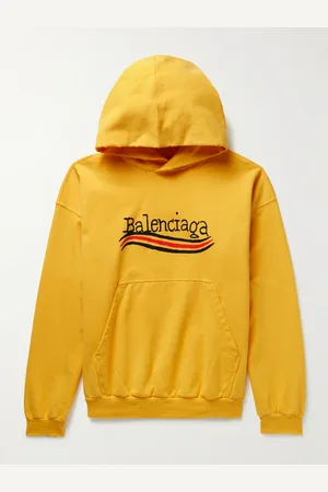 Balenciaga Distressed Logo-Print Cotton-Jersey Hoodie - Men - - XS