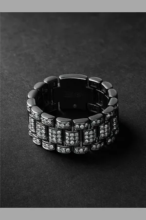 Shay 18-Karat Blackened Gold Diamond Ring - Men - - 9
