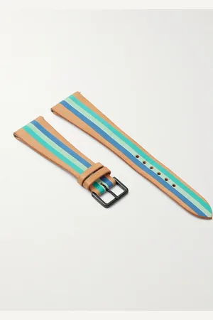 La Californienne Aquamarine Striped Leather Watch Strap - Men - - 20mm