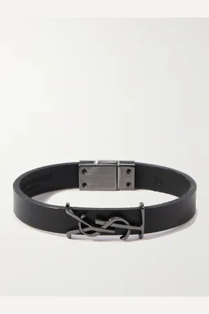 Saint Laurent Opyum Leather and Silver-Tone Bracelet - Men - - S