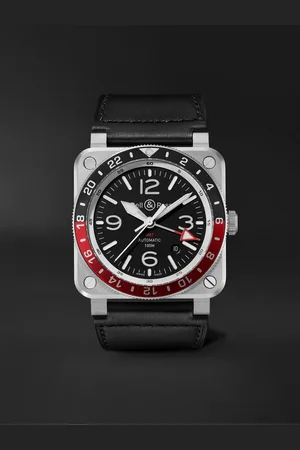 Bell & Ross BR 03-93 GMT Automatic 42mm Stainless Steel and Leather Watch, Ref. No. BR0393-BL-ST/SCA - Men