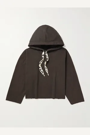 KAPITAL Grosgrain-Trimmed Frayed Cotton-Jersey Hoodie - Men - - 1
