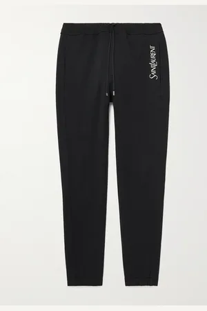 Saint Laurent Tapered Logo-Embroidered Cotton-Jersey Sweatpants - Men - - M