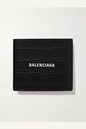 Balenciaga Logo-Print Croc-Effect Leather Billfold Wallet - Men