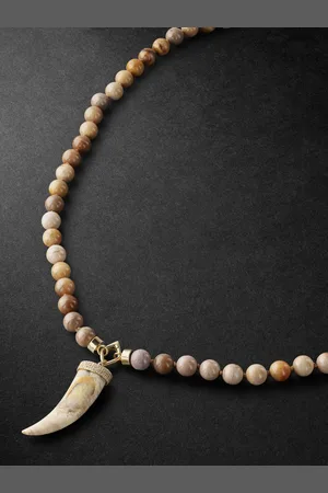 Sydney Evan Gold, Wood and Diamond Beaded Pendant Necklace - Men