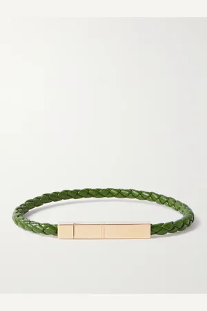 Bottega Veneta Braided Leather and Gold-Plated Bracelet - Men - - M