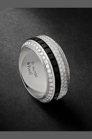 PIAGET Possession 18-Karat White Gold, Diamond and Ceramic Ring - Men - - 59