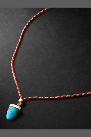 JACQUIE AICHE Gold, Turquoise and Cord Necklace - Men