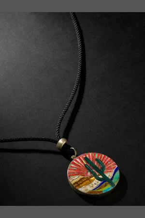 JACQUIE AICHE Gold, -Stone and Cord Pendant Necklace - Men