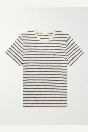 Saint Laurent Slim-Fit Logo-Embroidered Striped Cotton-Jersey T-Shirt - Men - - XS