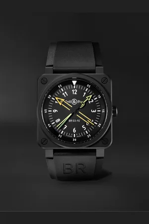 Bell & Ross BR 03-92 Radiocompass Limited Edition Automatic 42mm Ceramic and Rubber Watch, Ref. No. BR0392-RCO-CE/SRB - Men