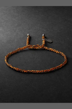 CAROLINA BUCCI Lucky Happiness Blackened Gold and Silk Bracelet - Men