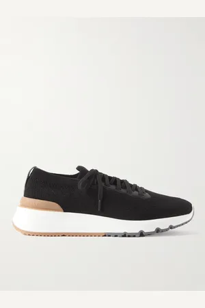Brunello Cucinelli Leather-Trimmed Stretch-Knit Sneakers - Men - - EU 42
