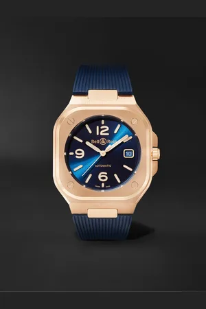 Bell & Ross BR 05 Gold Automatic 40mm 18-Karat Rose Gold and Rubber Watch, Ref. No. BR05A-BLU-PG/SRB - Men