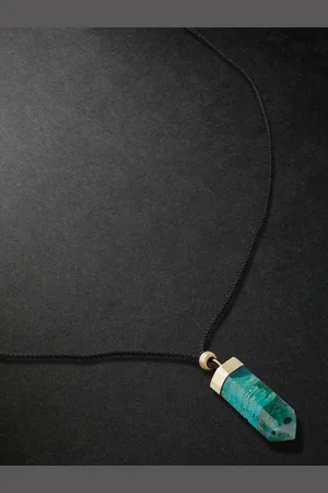 JACQUIE AICHE Gold, Amazonite and Cord Pendant Necklace - Men
