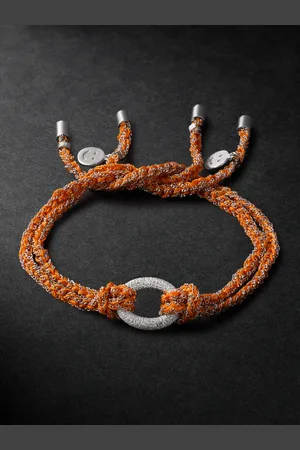 CAROLINA BUCCI Lucky Happiness White Gold, Silk and Lurex Bracelet - Men