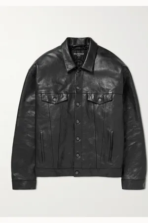 Balenciaga Oversized Full-Grain Leather Trucker Jacket - Men - - XS