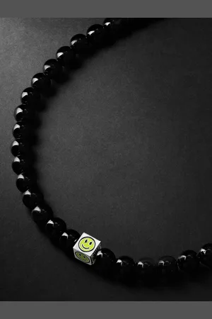 Lauren Rubinski Silver and Enamel Beaded Necklace - Men