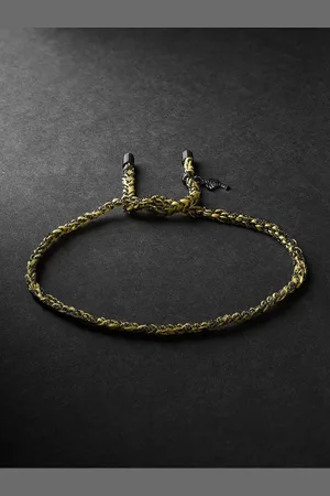 CAROLINA BUCCI Lucky Travel Blackened Gold and Silk Bracelet - Men